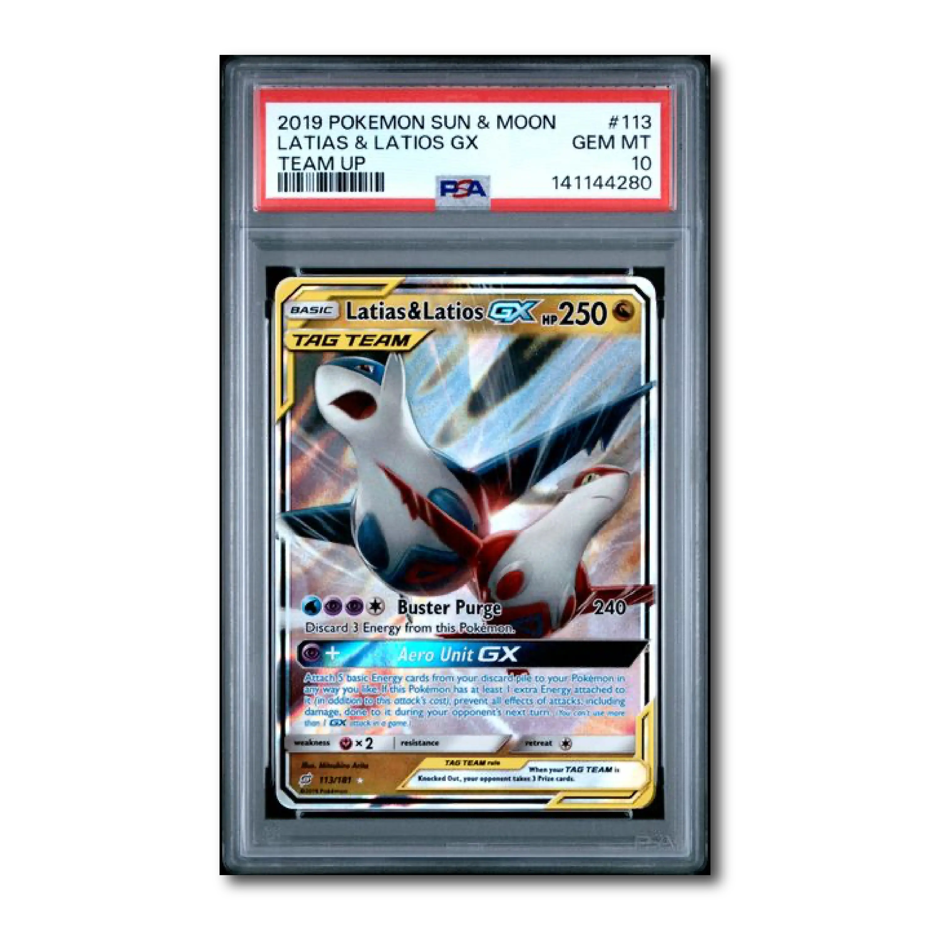 PSA 10 Latias & Latios GX Team up #113