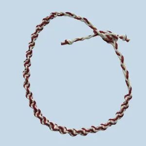 White Red Spiral Tie-On Bracelet Fashion Jewelry Accessories for Festive Outfits, Tie Bracelet Hemp Jewelry