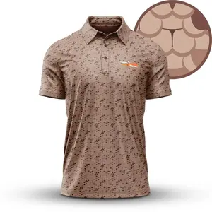 Khaki Camouflage Golf Polo Shirt Mens Hunting Performance Shirt