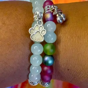 Cute Paw beaded charm bracelet