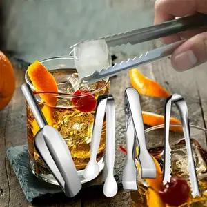 1Pc Stainless Steel Ice Scoop and 3 different mini food tongs| Ice Cube Shovel Scoop Kitchen Utility Scoops For Ice Bucket Tea Coffee Bean Flour Soybeans Popcorn Candy