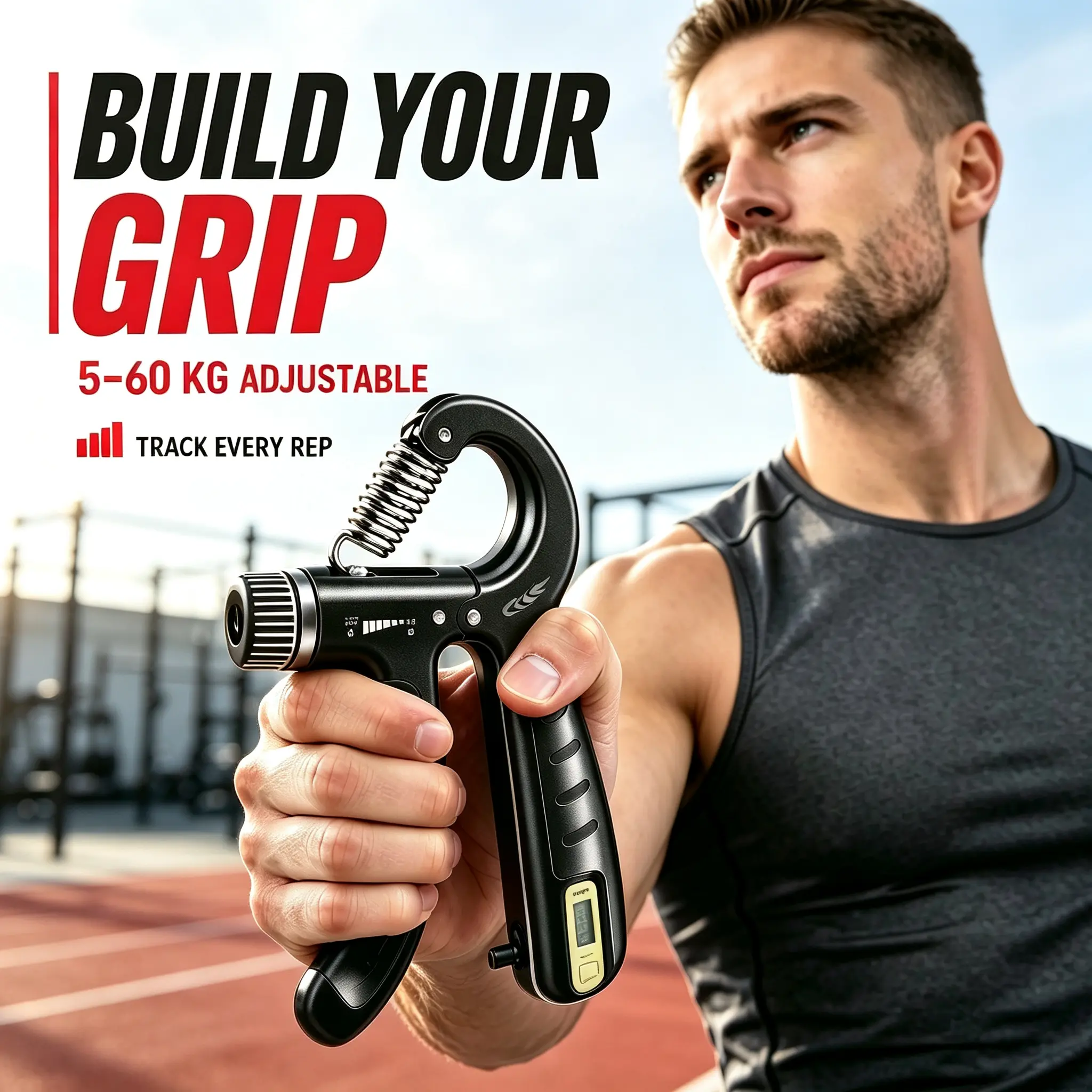 Adjustable Hand Grip Strengthener Set (5 Pack) Forearm Trainer, Hand Gripper, Finger Exerciser, Finger Stretcher, Grip Ring & Stress Relief Grip Ball for Sports Athletes