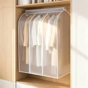 Large Hanging Garment Bag - Semi-Clear Dustproof Clothes Cover Protector - Full Zipper Closet Organizer for Storing Winter Coats & Suits - Spring Cleaning Wardrobe Storage Essential