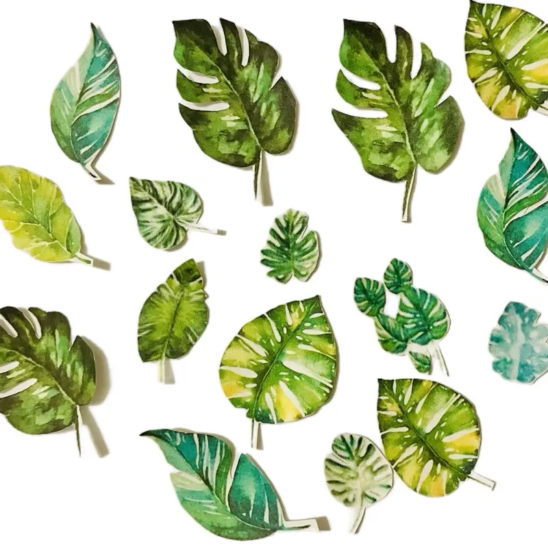 17 Jungle Leaf Stickers Hand Made Tropical Greenery Decorative Art Pieces for Home Office
