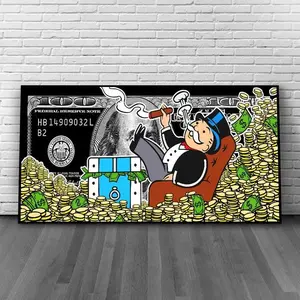Alec Monopoly Money Canvas Art Rich Uncle Cigar Poster Luxury Hustle Wall Decor Gaming Pop Art for Office Studio or Entrepreneur Room