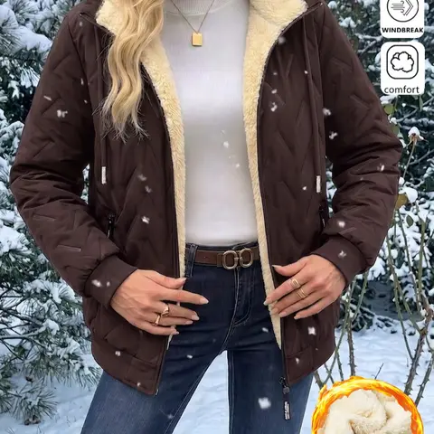 Women’s Warm Lightweight Loose Long-Sleeve Winter Fleece Jacket - Lady’s Coats, Tops for Women Suitable for Sports and Outdoor Activities