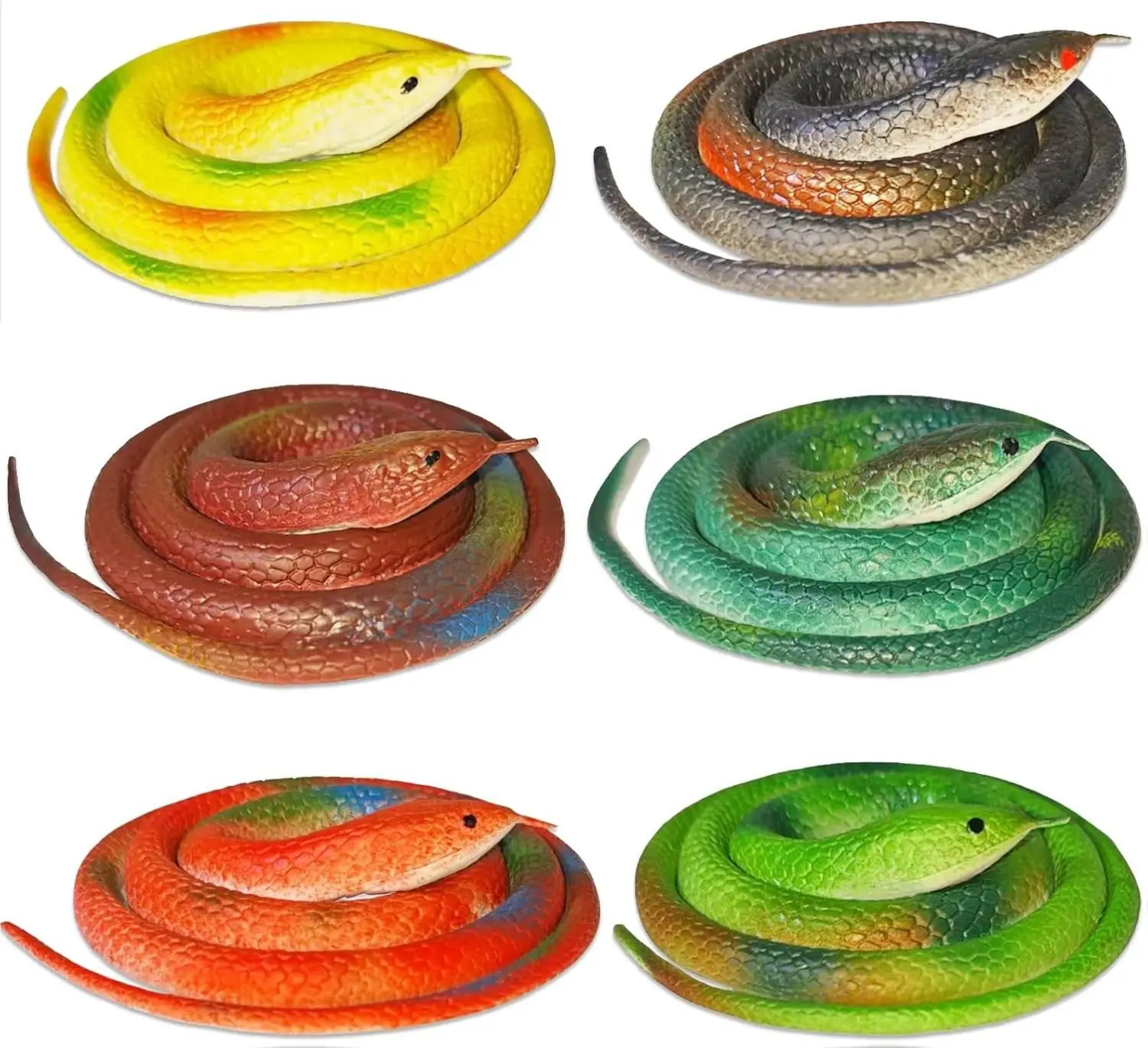 Realistic Rubber Snakes, 6PCS 30 inch Realistic Rubber Snakes Stretchy Limbless Replica Reptiles Flexible Prank Props for Garden Props and Practical Joke