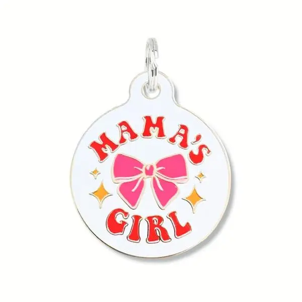Customized Engraved QR Code Mama's Girl Dog Tag - 1.5 in Diameter, Durable Pet Accessory for Dogs