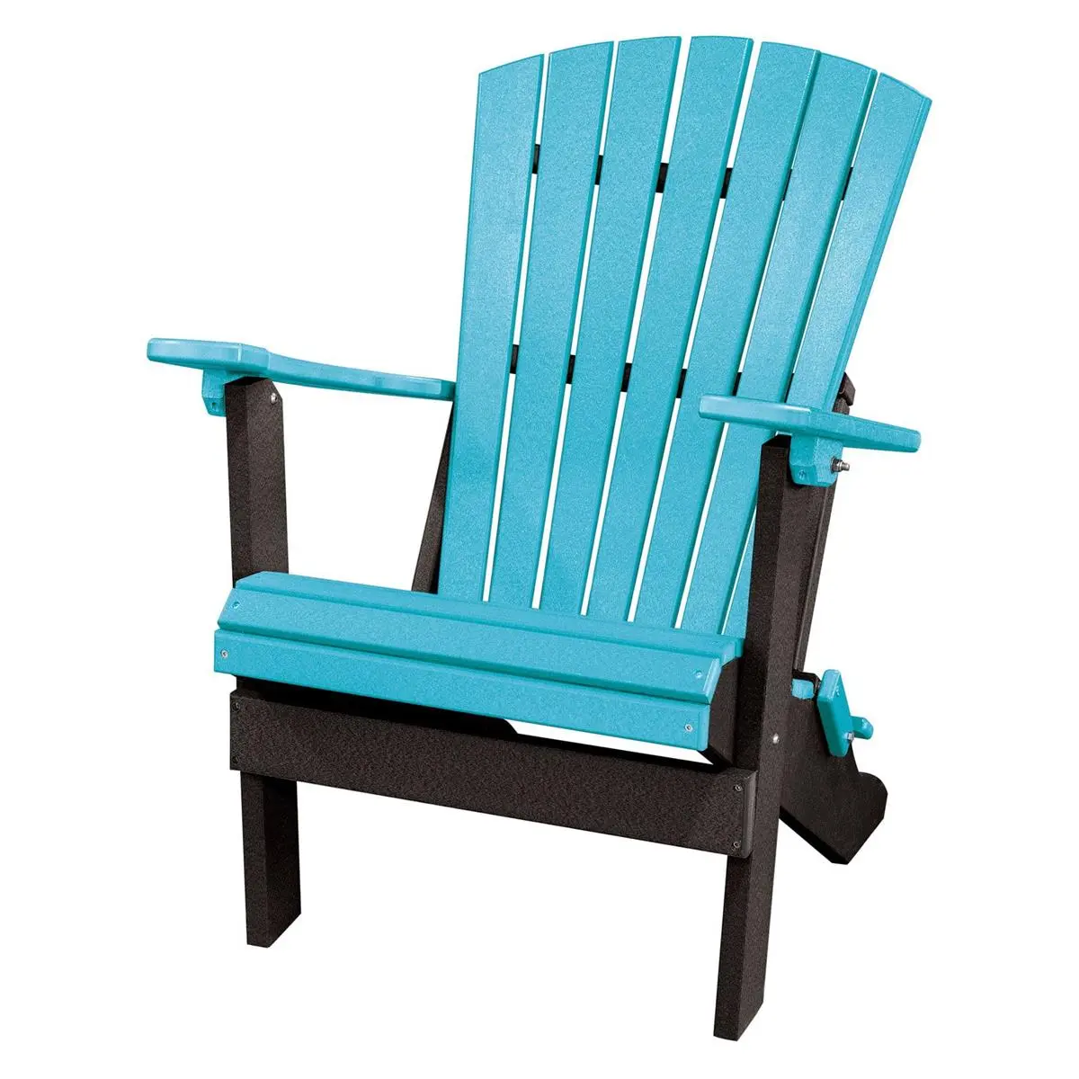 American Furniture Classics 519ARB Heavy Duty Recycled Resin Fan-Back Folding Adirondack Chair, Foldable Seat, Aruba & Black, 41x29x35 in.