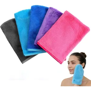 5Pcs Gentle Microfiber Makeup Remover Cloths (6"x8" Colorful) - Reusable Cosmetic Cleanser Pads, Fast-Drying Highly Absorbent Facial Face Care Products for Travel