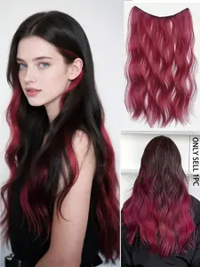 Elegant One-Piece Long Curly Clip-In Hair Weave Extensions for Women High-Quality Synthetic Hair Wigs with 4 Clips 20 Inch High Temperature Fiber Synthetic Hairpiece, Multi-Color Pack for Party