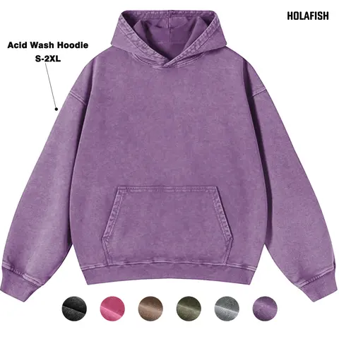 Holafish Women's Oversized Ribbed Comfortable Basic Cotton Hoodie - Acid Wash, Preppy Streetwear, Vintage Longsleeves Pullover, Fall-Winter Tops Outfits