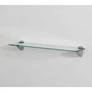 Shelf LTL Home Products HDCL424 24x4 in. Wallscapes Clear Glass Floating Shelf Kit, Stylish Design Room Decor for Household Appliance Accessory Needs, Shelves