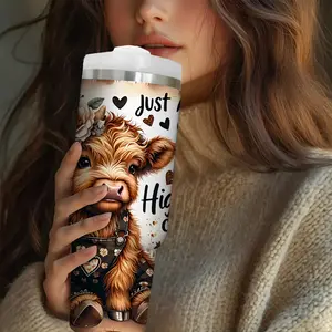 30 oz Stainless Steel Vacuum Insulated Flask Tumbler with Lid and Straw, Insulated Travel Mug for Hot and Cold Drinks, Perfect Gift for Cow Lovers and Special Occasions, Insulated Water Bottle, Insulated Travel Drinkware