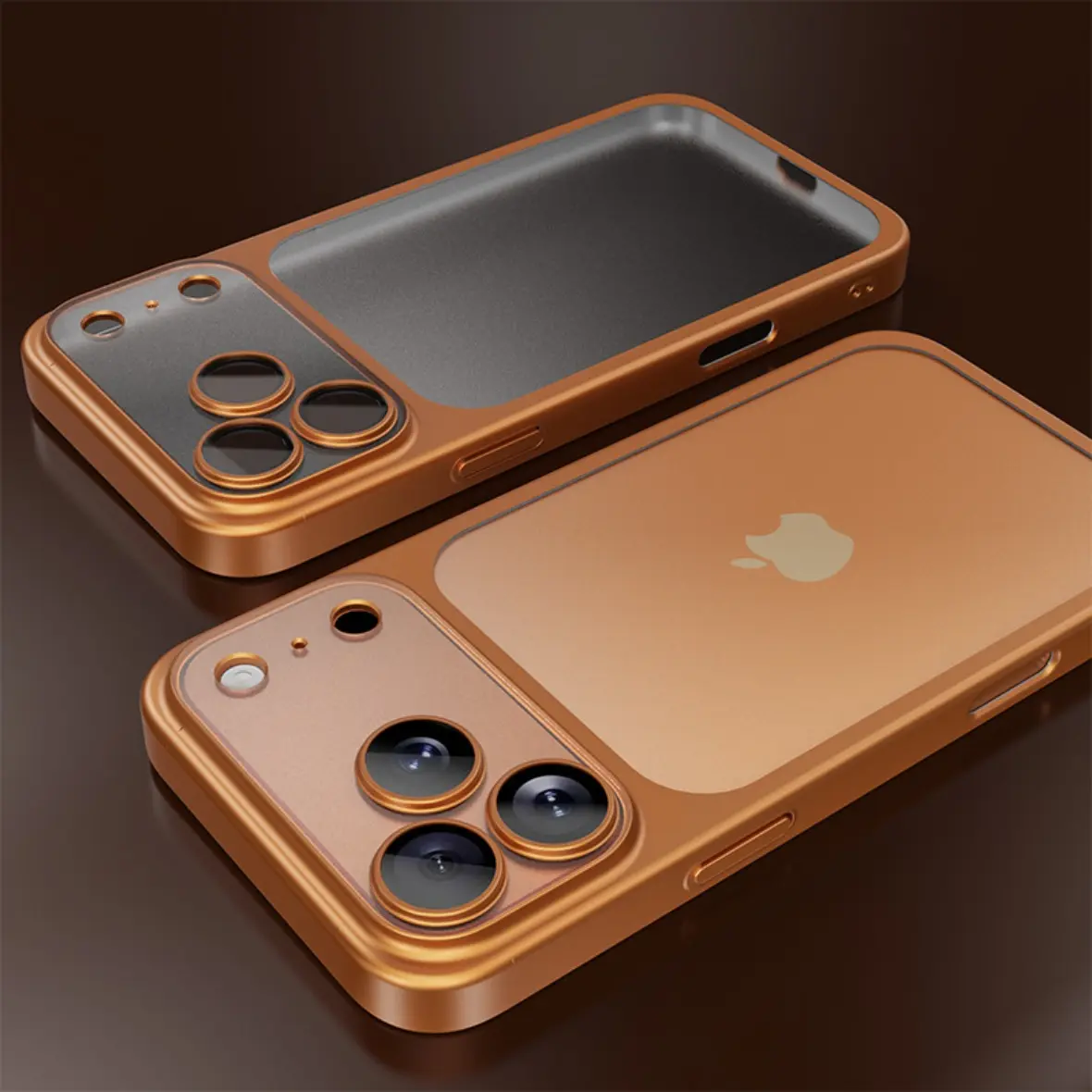 Matte Electroplated Polycarbonate Smartphone Case for iPhone 17 Series - Full Coverage Lens Protector, Minimalist Solid Color Luxury Cellphone Accessories, Premium Mobile Accessory with Protector