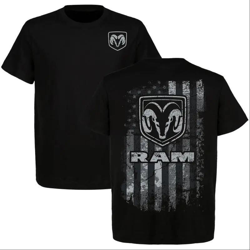 RAM T-Shirt – American Flag and Eagle Graphic, Perfect Gift for Truck Lovers and Dodge Fans, Men's Cotton Tee
