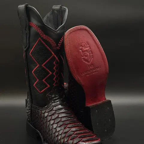 Black Cherry Embossed Leather Square toe (Print)- True To Size P