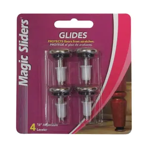 Glide Steel Adjustable Leveling Floor Glider - Round Shape Design, 0.87x4 in. Dimensions, 4-Pack, Model 5005783 (for Sailing Water Sports)