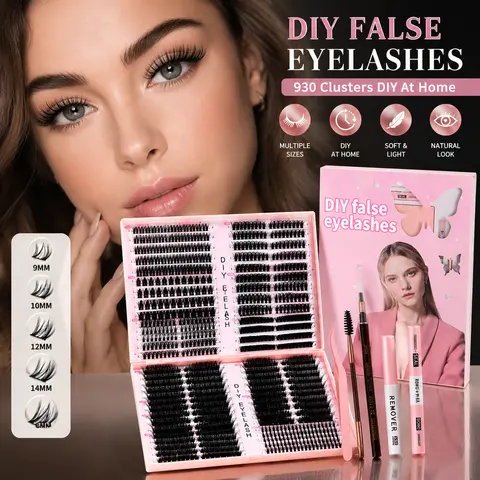 Wispy Manga Eyelash Extensions Set - Mixed Multiple Rows Cosmetic Lash Cluster Kit, D Curl, 9-16mm Varied Lengths, 10-200D, for Halloween Makeup (Beauty & Personal Care)