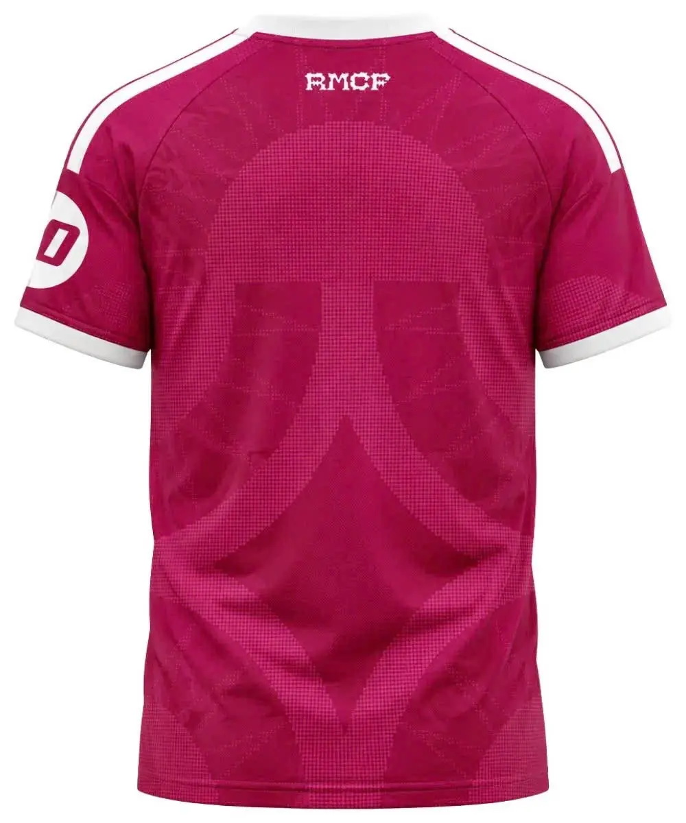 Madrid Pink Retro Soccer Jersey 2026/27, Unisex Short Sleeve Football Shirt with Tonal Graphic Pattern, White Trim and Athletic Fit, Breathable Fan Top for Match Day, Training, Streetwear, Travel and Personalized Name Number Option, Stadium Style Top