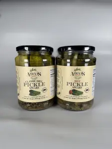 Azraa's Kitchen Sampler Pack - 1 Jar of Hot Pickle Spears & 1 Jar of Classic Dill Pickle Spears Handcrafted with Real Ingredients - Flavor