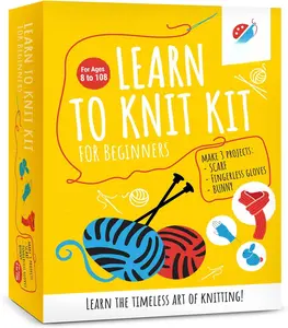 Knitting Kit for Beginners,  Adults Seniors Includes All Knitting Supplies:  Yarn, Knitting , Yarn  and Instructions  Fantastic DIY  Learn to Knit Arts & Crafts Kit