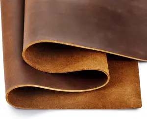 Tooling Leather Square 1.8-2.0MM Thick Genuine Top Full Grain Oil Tan Crazy Horse Cowhide Leather Sheets for Crafts Tooling Sewing Wallet Earring Hobby (Brown, 8"x12")