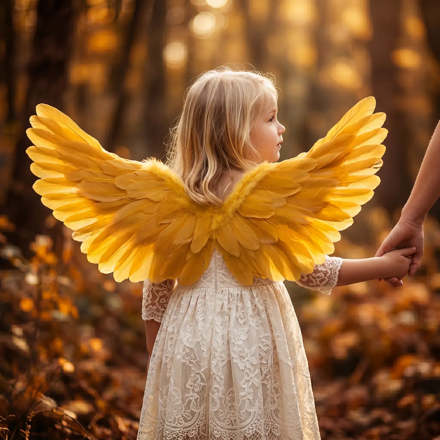 Children's Golden Feather Wings Back Accessory - Festive & Party Supplies, Children's Day Performances Prop, Full Moon Ceremony Photo Prop, Swallow Shape Decor & Others