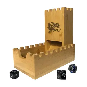 Galdor's Guild Bamboo Dice Tower | Special Edition Wooden Rolling Case | Perfect for DM's, Mini Games, RPG Players, DND, Dungeons and Dragons | Foldable Handcrafted Wood Die Roller Castle | Collapsible Chest