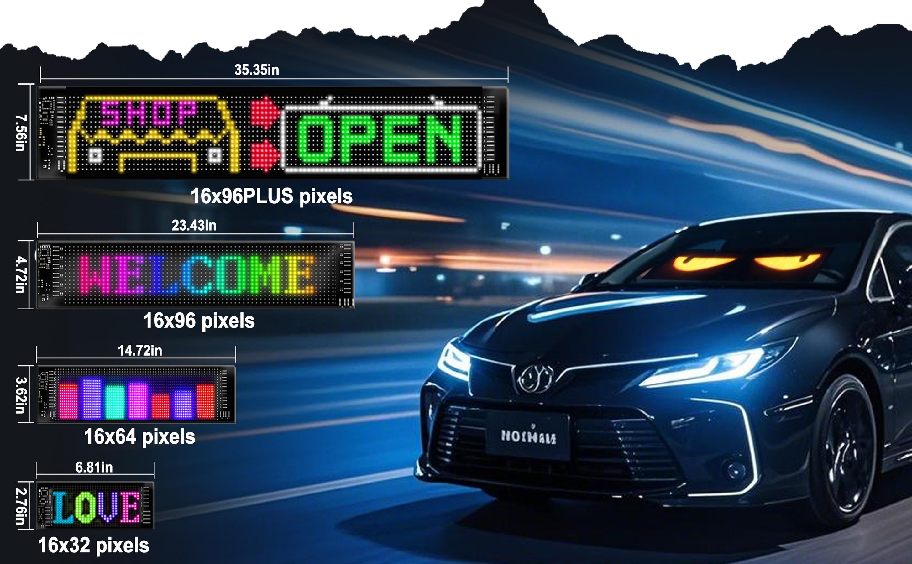 DIBMS 2 PCS Devil eyes For Vehicle, Truck, LED Matrix Panel, LED Sign For Car: Programmable, Bluetooth APP Control,Wireless APP-Controlled Scrolling LED Screen, Dynamic USB-Powered LED Display Screen