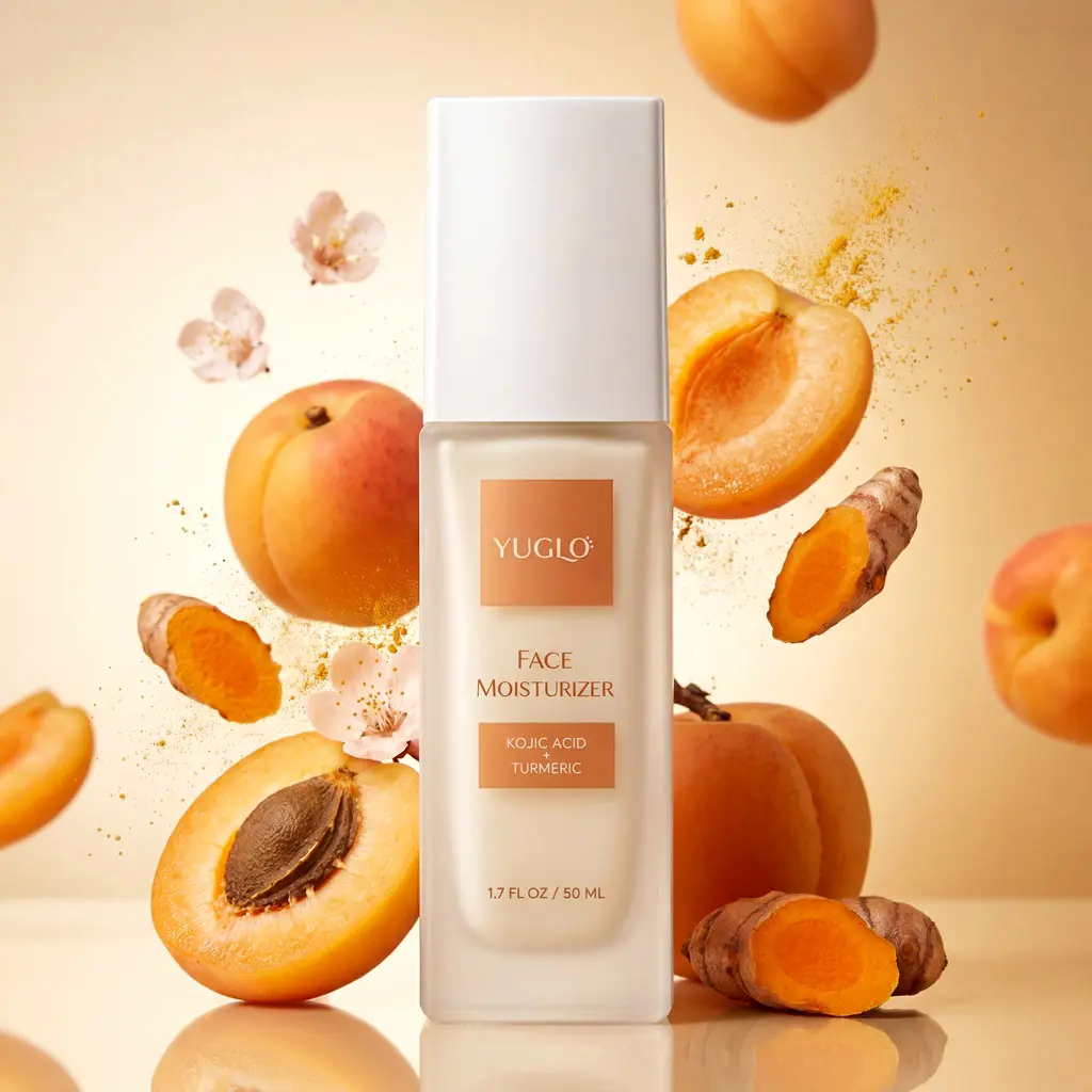 Kojic Acid & Turmeric Face Moisturizer - Rejuvenating Daily Cream with Shea Butter and Apricot for Dry Skin - Non Toxic Skin Care for Adults, Bottle