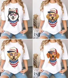 Cool Patriotic Dogs USA 250 Graphic Tee, 50 Breeds America's 250th Anniversary T-Shirt, Puppy Shirt, White Cozy Gildan Unisex Pet Lover Gift