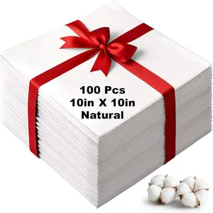 100 Pcs10x10 Inches Cotton Squares Precut Quilting Bundles Natural Cotton Fabrics Squares for DIY Beginners Sewing Craft(Natural)