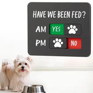 A gift for dog and cat，Dog Feeding Reminder Sign with Magnet, Refrigerator Magnet, Pet Feeding Tracker with Have We Been Fed, Acrylic Slider Sign for Fridge, AM PM Feed Chart Sign with Yes No Option