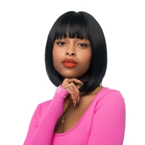 11-Inch Solid Black Straight Synthetic Wig | 【Heat Resistant】【Cap Included】 | #4 FSGB