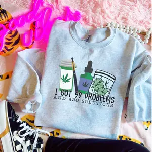 I Got 99 Problems With 420 Solutions Sweatshirt - Ash Grey - Sublimation - Unisex Sizing