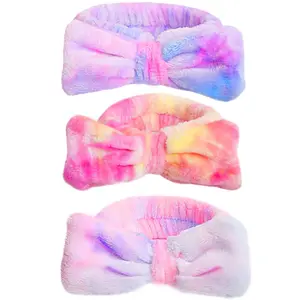 Spa Headband for Teen Girls and Women, Fuzzy Skincare Headband with Bow, Makeup Headband for Washing Face and Hair Bands