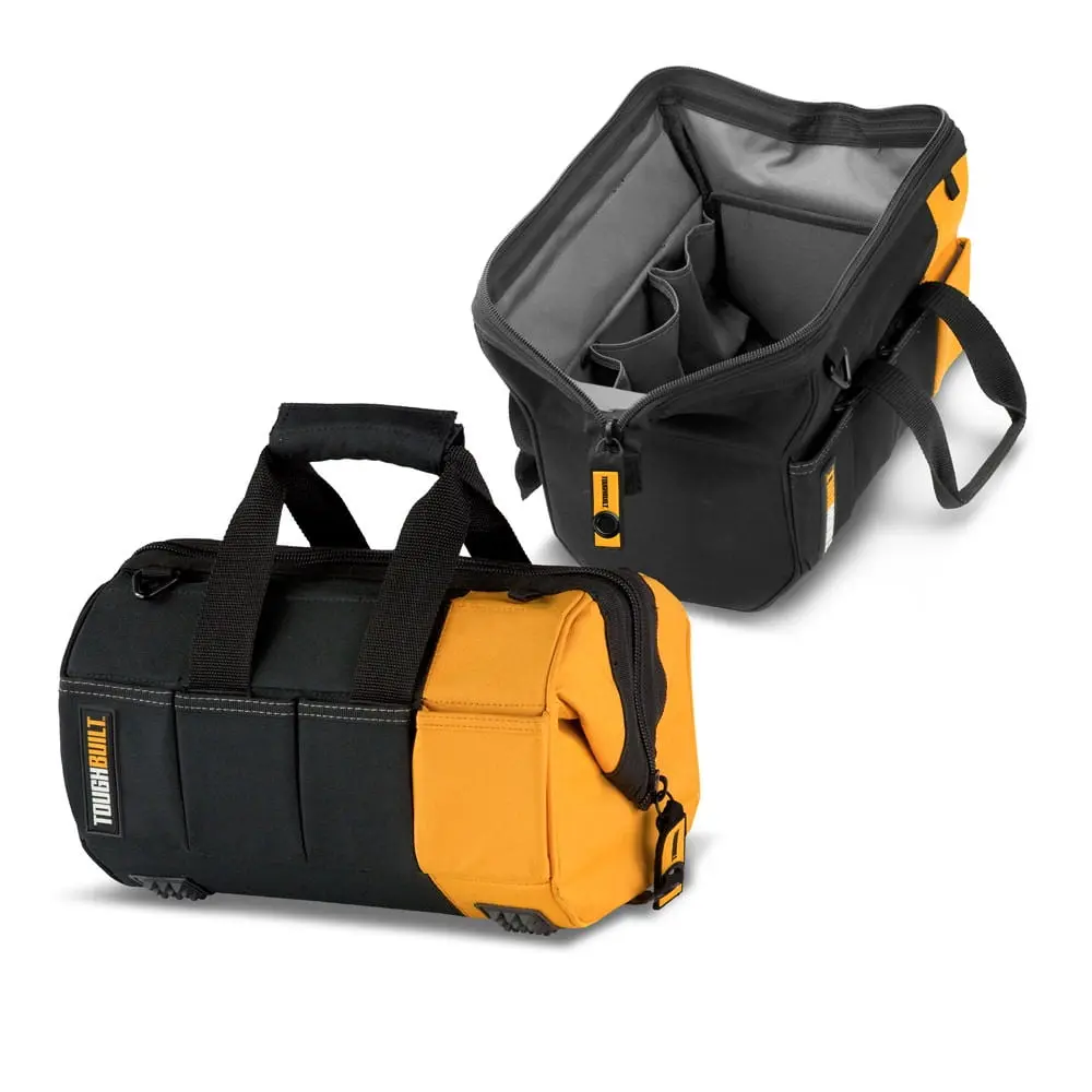 Toughbuilt 2021887 8.75 x 12 x 5.4 in. Polyester Massive Mouth Tool Bag with 32 Pocket, Black, Gray & Orange
