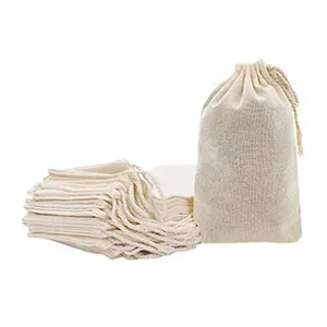 Mandala Crafts Cotton Muslin Bags with Drawstring - Natural Cotton Drawstring Bags - Unbleached Cloth Sachet Bags Empty Drawstring Pouch Set for Favor Gift