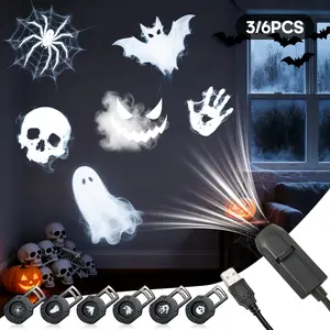 Halloween Skull Projection Light - USB Powered LED Indoor Night Light with Horror Suitable for Haunted Houses, Parties, Home DecorHalloween Decoration, Bedroom, Wall and Ceiling - Party Lighting, Gothic Style Accessories, Christmas Decor, Projector Light