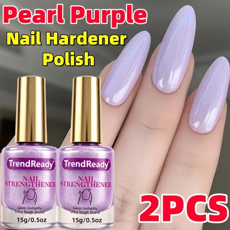 Ultra-Strength Silvery-White Nail Hardener Liquid - High-Gloss, Chip-Resistant, Durable, Fortifies Thin Soft Nails, Repairs Damaged Layers, 60-Second Dry, 2-Week Long-Lasting Wear, Ethically Made for Adults, At-Home Salon Use