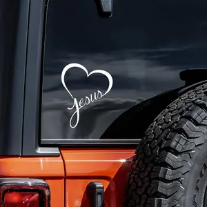 1PC Spiritual Comfort Jesus Car Stickers, Heart Graphic Car Side Window Decals, Waterproof & Sunproof, Suitable for Motorcycles, Laptops, Helmets and More, Bring Inner Peace, Hot-selling Healing Decals