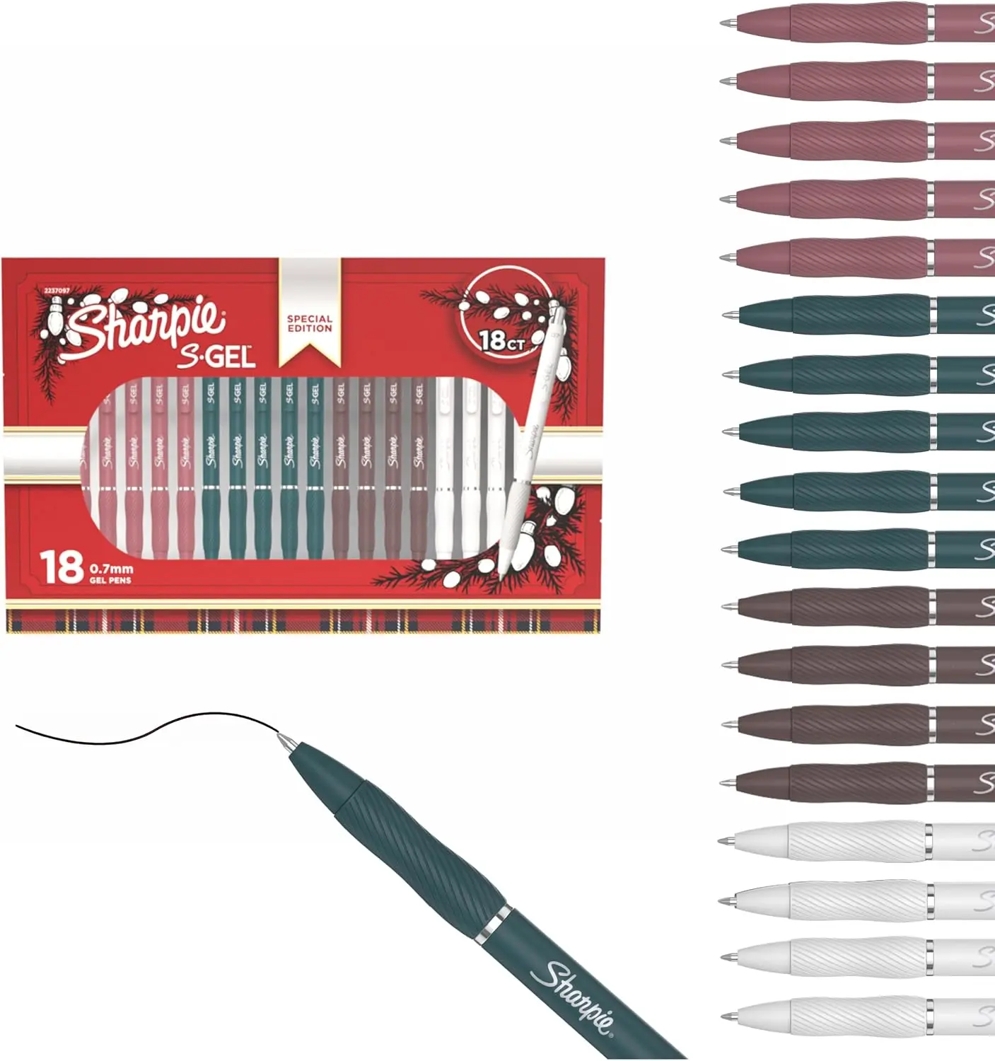 Sharpie S-Gel Pens, Special Edition Gift Pack, Assorted Barrel Colors, Medium Point (0.7mm), Black Ink, 18 Count
