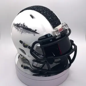 Los Angeles Inspired Mini Football Helmet - Black Crystals, Black Visor, Facemask, White