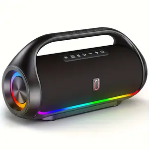 Portable Outdoor Wireless Bass Speaker - 3D Surround Sound, Wireless Stereo Wireless Speaker with Dazzling RGB Light, Powerful Deep Bass for Party, Gaming, Music - USB Rechargeable, 36V or Below, for Computers, Smartphones, Tablets, Gaming Speaker