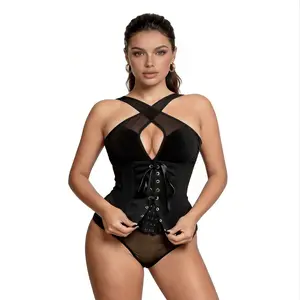 Deep V  Shapewear Bodysuit for Night Out – Hidden Waist Cincher, Criss Cross Neckline Nightout Clubwear Going Out Bodysuit, Clever Design Details for A Worry-Free Date Night