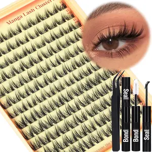 132 Piece Manga Lash Clusters, Wispy Fluffy Eyelashes, Mixed Lengths, D Curl, Includes Glue, Beginner Friendly, Anime Style False Lashes