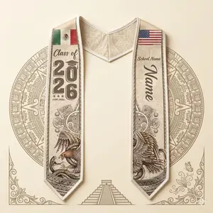 Custom Mexican Graduation Stole 2026, Personalized Name Flag Sash, Virgen De Guadalupe Graduation Stole