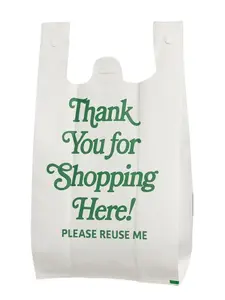 100 Pcs PP Nonwoven Grocery Bag With Handle, Reusable Grocery Bags, Easily Carry and Transport Groceries, Color: White, 45GSM