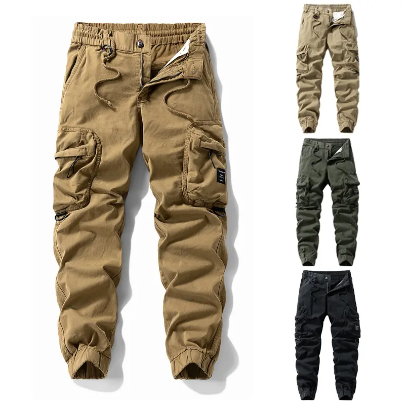Men's Tactical Cargo Joggers Elastic Waistband, Drawstring, Multi Pocket Design Outdoor & Streetwear Trousers Ideal for Outdoor Activities, Daily Commuting, and Workwear Styling